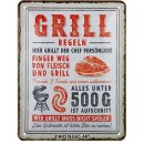 Blechschild 15 x 20 cm - Grillregeln