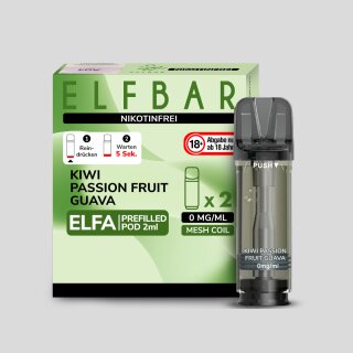 Elfbar - Elfa Pod Kiwi Passion Fruit Guava 0 mg/ml (2 Stück pro Packung)